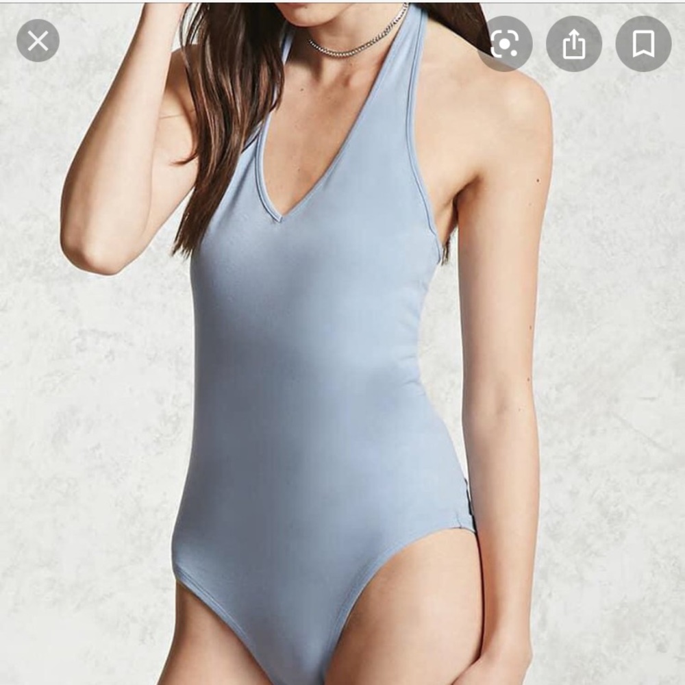 Light Blue Halter Bodysuit